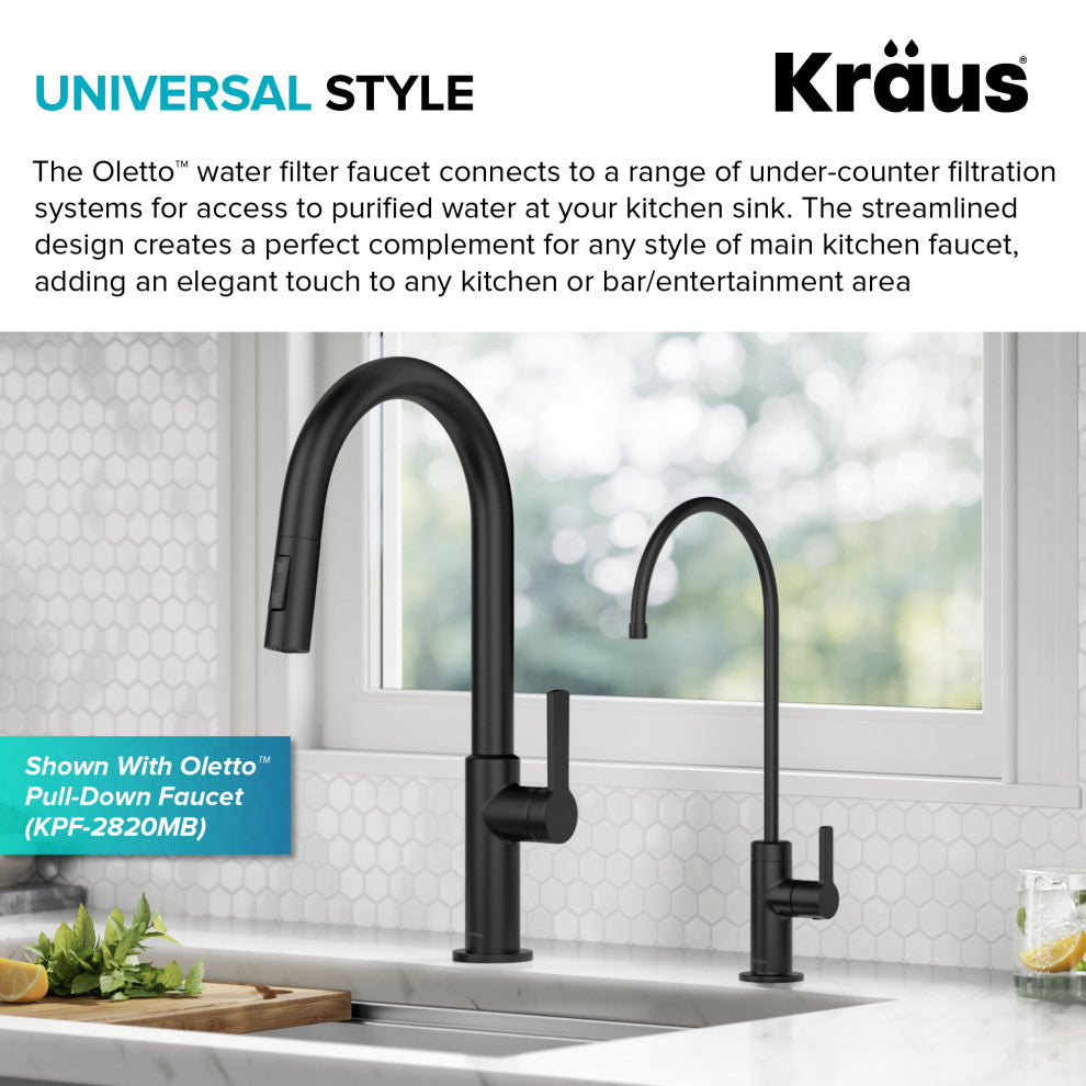 KRAUS Oletto 1-Handle Drinking Water Filter Faucet, Matte Black