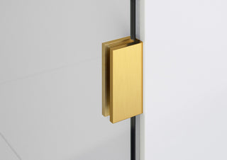 34"x58.25" Frameless Bathtub Shower Door Single Fixed Panel Radius, Satin Brass