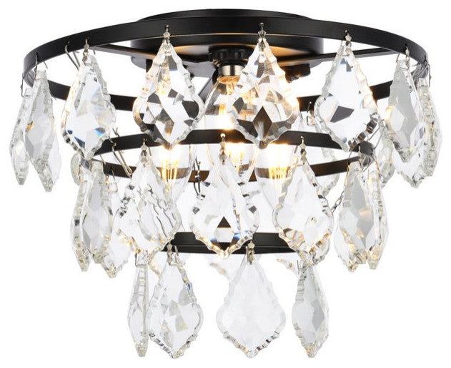 Elegant Lighting Ella 3-Light Flush Mount Black