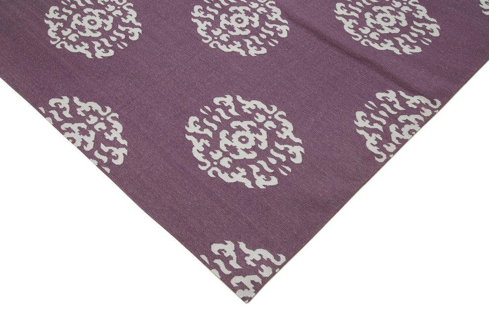 Rug N Carpet - Handmade Wool 9' 3'' x 11' 7'' Geometric Dhurrie Kilim Rug