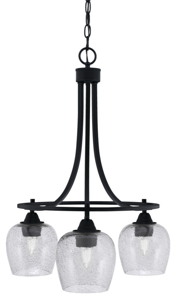 Paramount Downlight 3-Light Chandelier, Matte Black, 6" Smoke Bubble Glass