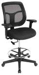 Modern Office Drafting Chair, Ergonomic Mesh Backrest & Chrome Footrest, Black