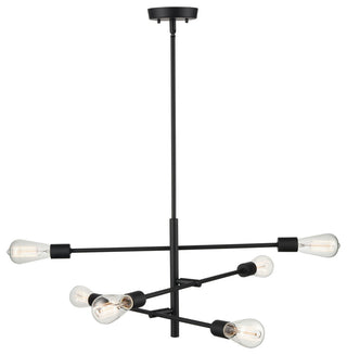 6 Light 25.5 in. Matte Black Pendant