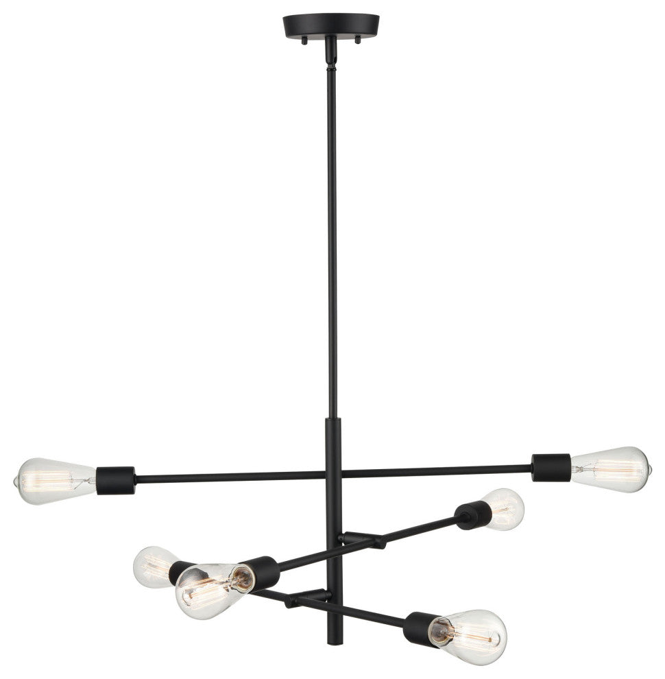 6 Light 25.5 in. Matte Black Pendant