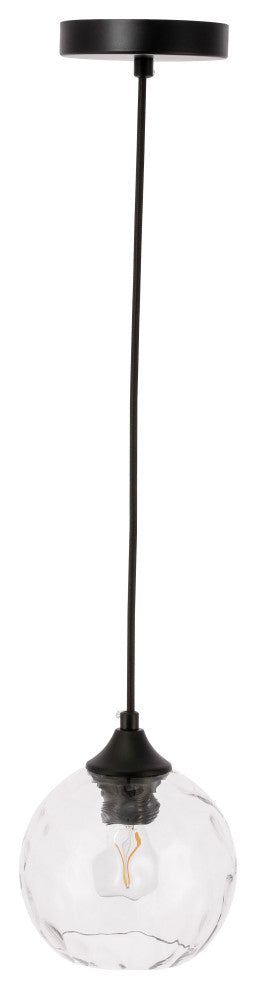 Black Finish And Clear Glass 1-Light Pendant