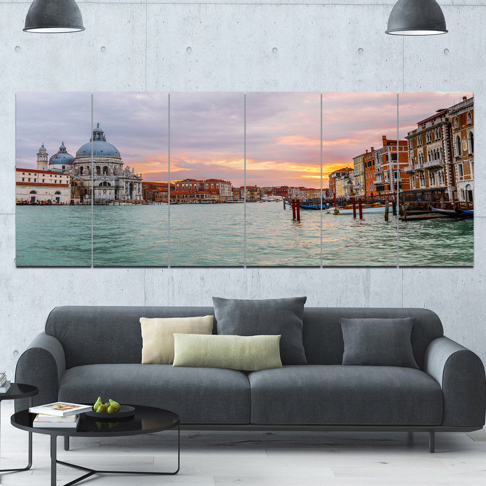 Santa Maria Della Salute, Cityscape Canvas Art Print, 70"x28", 6 Panels