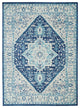 Vintage Area Rug, Classic Medallion Pattern, Ivory/Navy, 6' X 9'