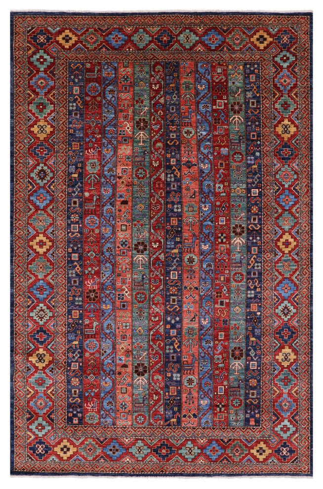 5' 10" X 8' 9" Tribal Persian Gabbeh Shall Hand Knotted Wool Rug Q11153
