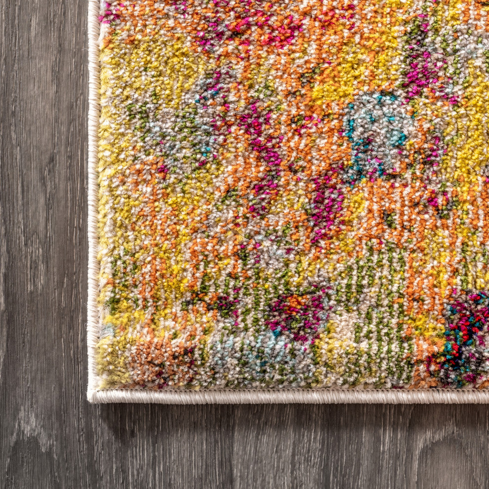 Contemporary POP Modern Abstract Area Rug, Multi/Yellow, 3 X 5
