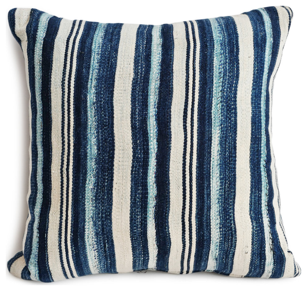 Vintage Indigo Mali Striped Pillow 2