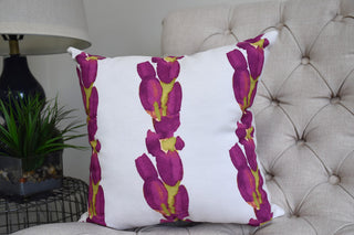 Sunset Tulip Stripe Decorative Floral Throw Pillow, Purple, 18"