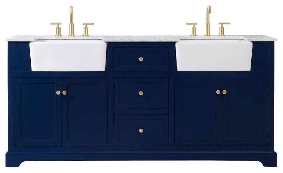 Elegant Decor VF60272DBL 72" Double Bathroom Vanity, Blue