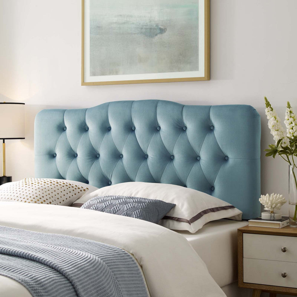 Annabel Full Diamond Tufted Performance Velvet Headboard MOD-6128-LBU