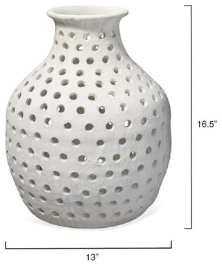Small Porous Vase, Matte White Ceramic