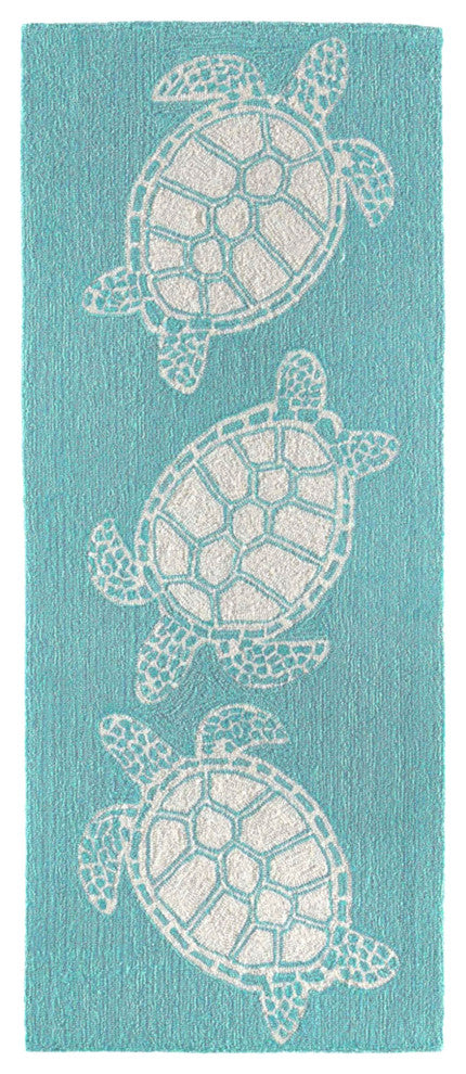 Capri Turtle Indoor/Outdoor Rug, Aqua, 2'x5'