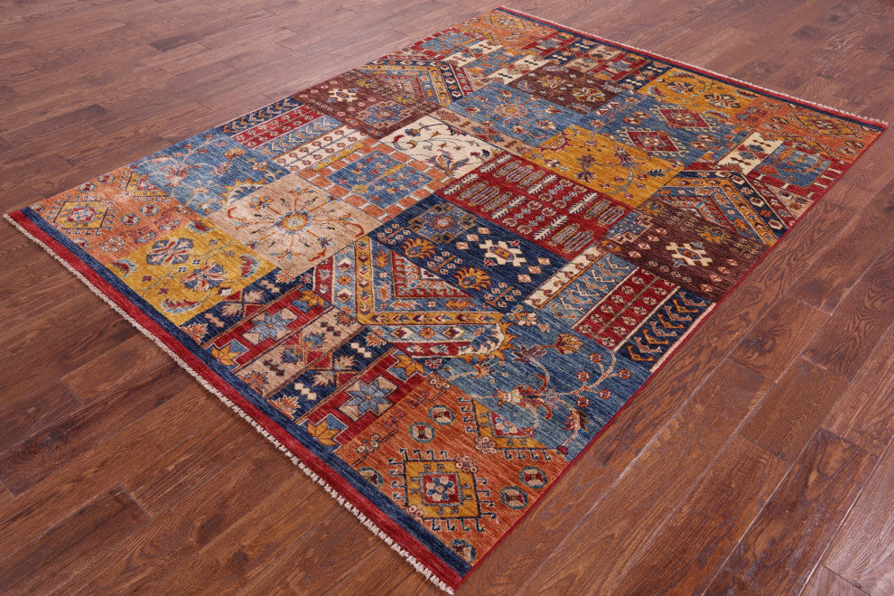 6' 0" X 8' 0" Super Kazak Hand-Knotted Wool Rug Q11082