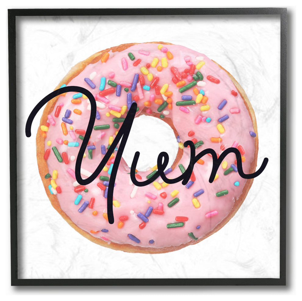 Yum Sprinkle Donut, 12"x12", Framed Giclee Texturized Art