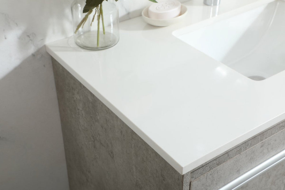 Phoebe Single Bathroom Vanity, Concrete Gray, 36", Without Backsplash