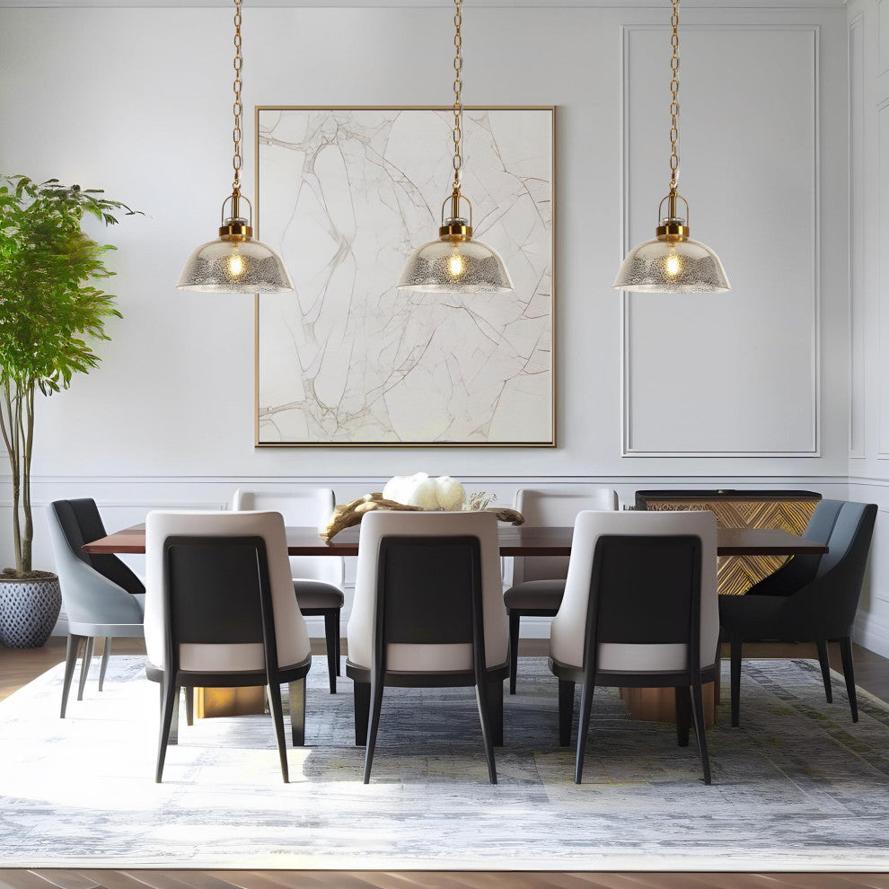 LNC 1-Light Modern Mercury Glass Dome Pendant Light, 11"W