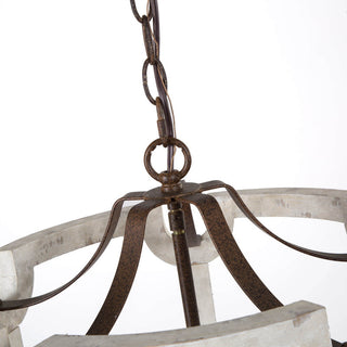 LNC Coastal 5-Light Distressed White Lantern Wood Chandelier
