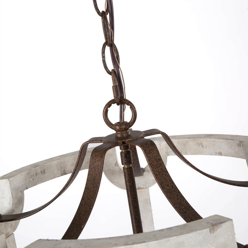 LNC Coastal 5-Light Distressed White Lantern Wood Chandelier