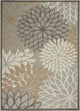6' X 9' Gray And Ivory Floral Indoor Outdoor Area Rug