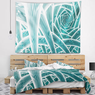 Blue Fractal Endless Tunnel Abstract Wall Tapestry, 80"x68"
