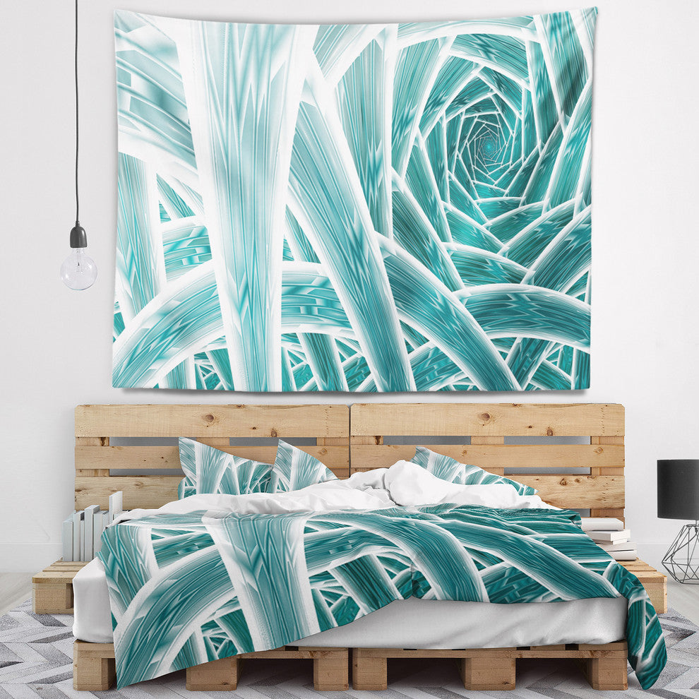 Blue Fractal Endless Tunnel Abstract Wall Tapestry, 80"x68"