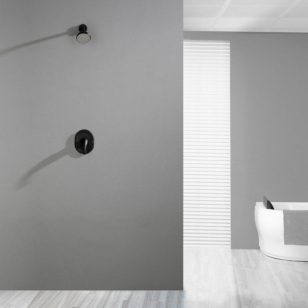 Wellfor Shower Faucet Set With Single-Spray Clean Shower Head, Matte Black