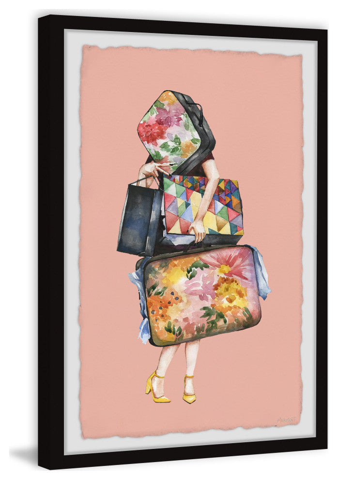 "Hand Carried Luggage" Framed Painting Print, 12x18