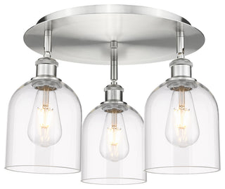 Ballston-Bella 3-Light 18" Flush Mount, Satin Nickel, Clear