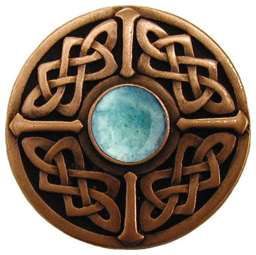 Celtic Jewel Knob Antique Brass, Blue Sodalite Natural Stone, Antique Copper, Gr