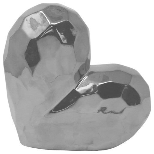 Sagebrook Home Silver Ceramic Heart 7.75"