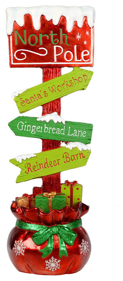 Vickerman 37" Red Green North Pole Direction Sign