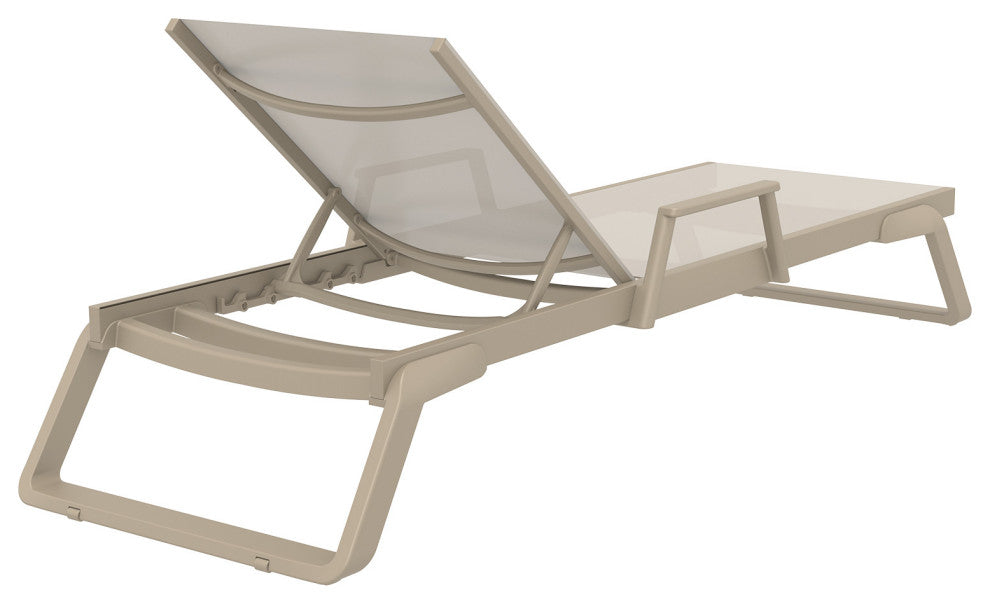 Tropic Arm Sling Chaise Lounge, Set of 2, Taupe Frame Taupe Sling