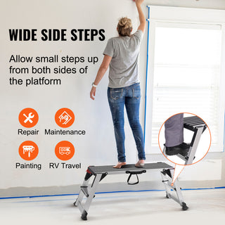 VEVOR Aluminum Folding Work Platform Drywall Ladder 660lbs Non-slip Bench