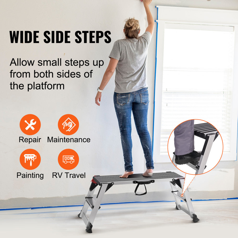 VEVOR Aluminum Folding Work Platform Drywall Ladder 660lbs Non-slip Bench