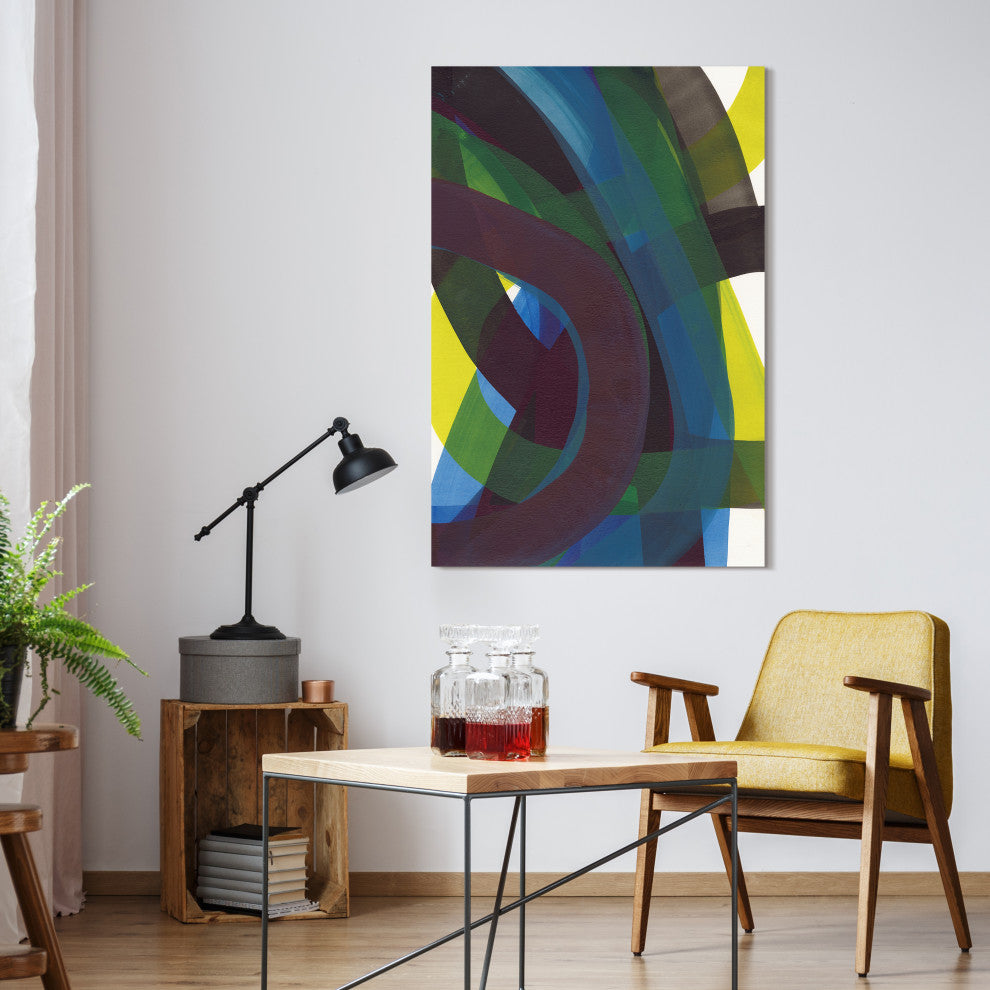 "Pigment Play II" Frameless Free Floating Tempered Glass Panel Graphic Wall Art