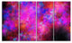 Red Blue Starry Fractal Sky, Abstract Art on Canvas, 48"x28", 4 Panels