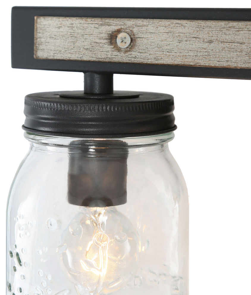 LNC Farmhouse 2-Light Bathroom Vanity Light With Mason Jar Glass