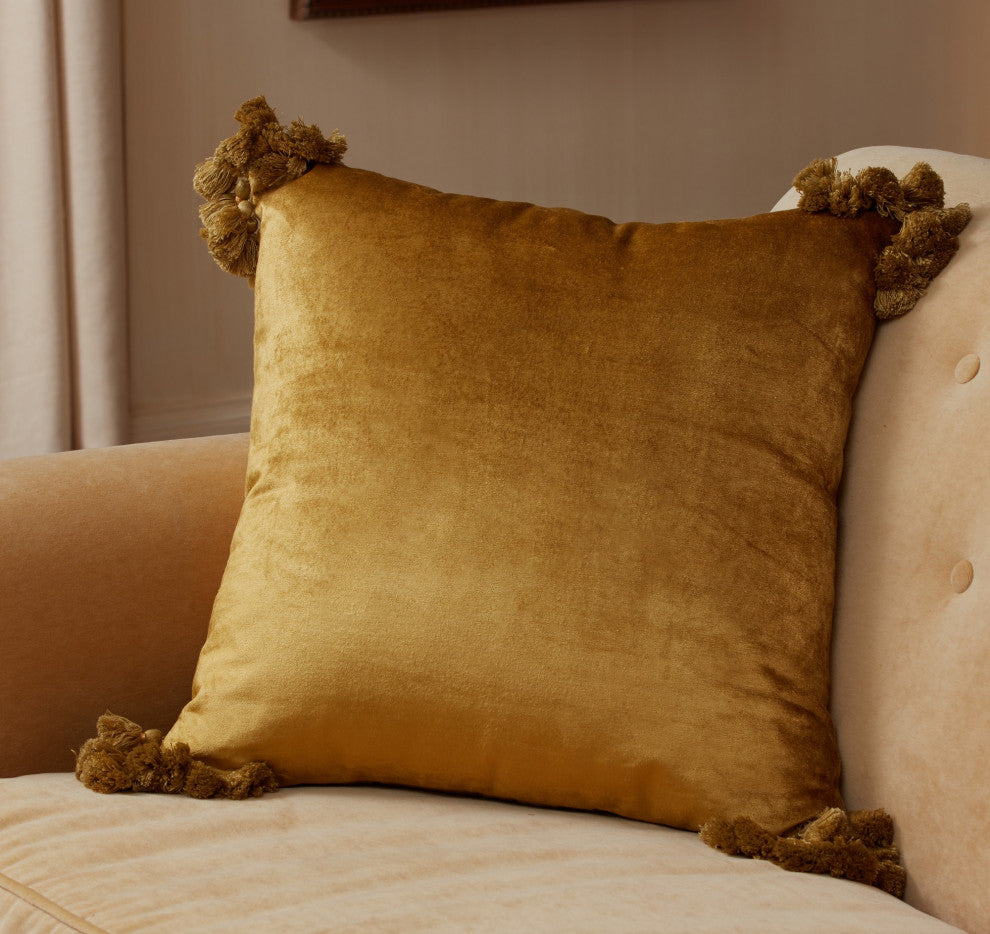 Raj Velvet Pillow, Olive