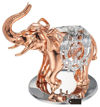 Rose Gold and Silver Color Crystal Studded Elephant Ornament