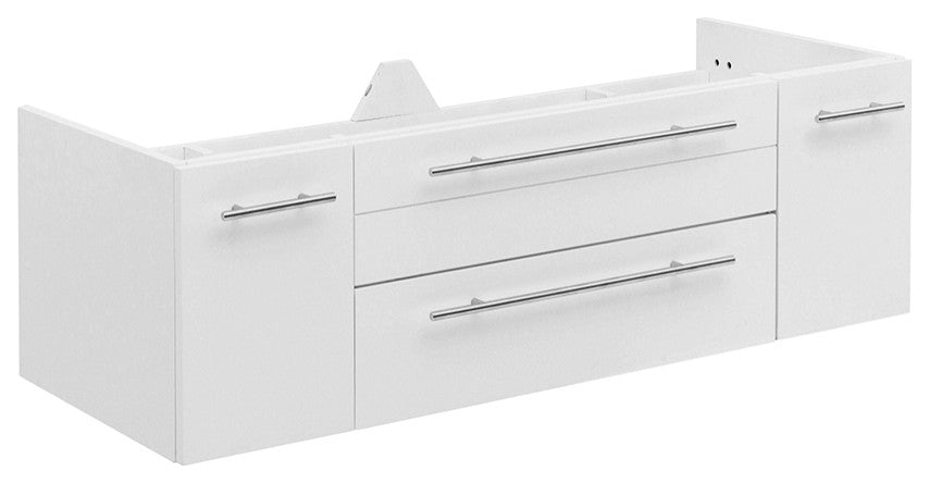 Lucera Wall Mount Double Undermount Sink Bathroom Cabinet, White, 48"