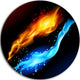Fire And Water, Contemporary Art Round Wall Art, 23"