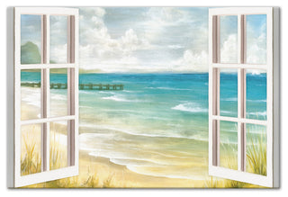 Open Windows to Beach Paradise 32x48 Canvas Wall Art