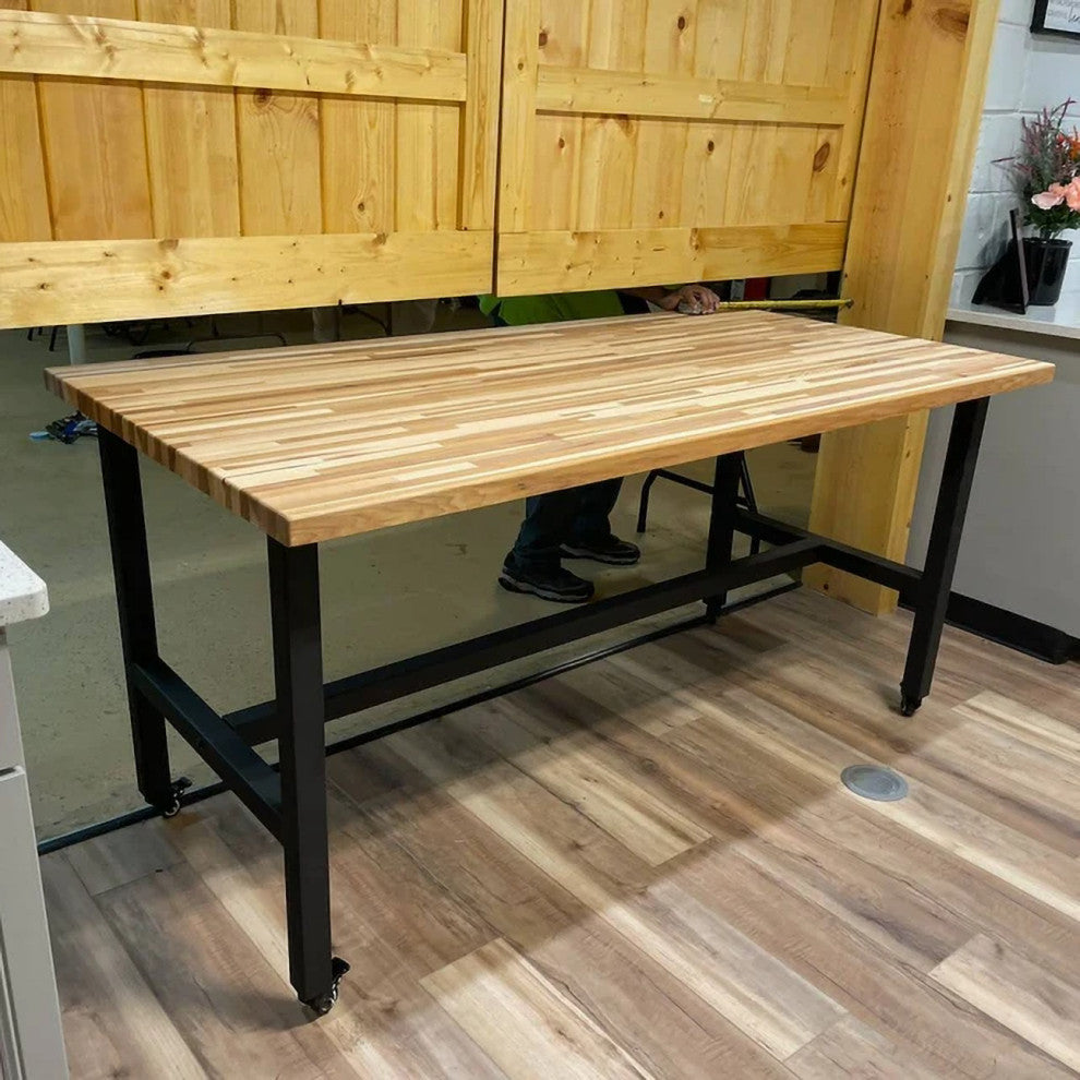 26" Deep Edge Grain Butcher Block Countertop 1.5" Thick, Red Oak, 26" X 50"