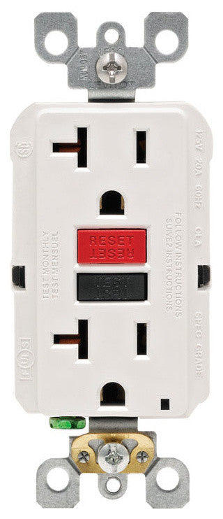 Leviton Self Test GFCI Receptacle, White, 20 amps