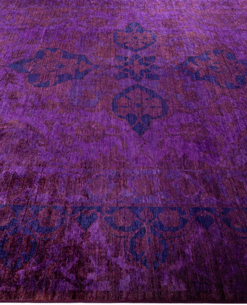 Overdyed One-of-a-Kind Hand-Knotted Area Rug Purple, 8' 1" x 9' 10"