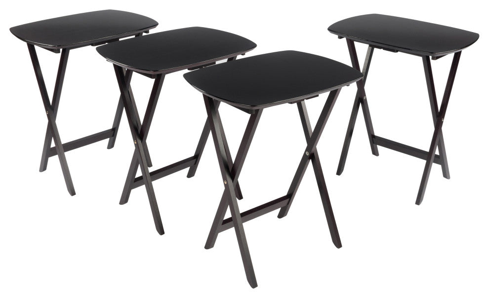 Chandler 4-Pc Single Snack Tables, Curved Oversize Top, Espresso