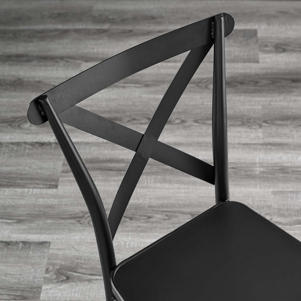 Side Dining Chair, Set of 2, Metal, Black, Modern, Bistro Restaurant Hospitality